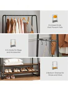 VASAGLE Fixed Clothes Drying Racks - מידה אחת מתאימה לכולם בחום כפרי ושחור - ראה 3