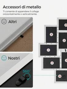 SONGMICS Collage di Cornici per Foto, 10 Cornici per Foto 10 x 15 cm, Cornici Portafoto da Parete, Cornici Multiple, Decorazioni Murali, Bianco Nuvola, Regalo Natale