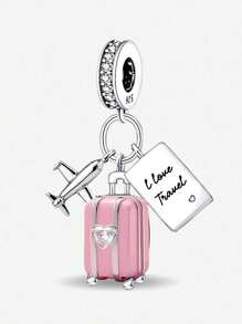 1Pc Christmas Fashionable Round-The-World Traveller Aircraft Charm Bead Fit For Women Bracelets Bangles DIY Jewelry Making And Daily Outfit Matching Jewelry Decoration For Girls