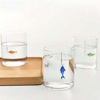 1Pc Creative 3D Animal Glass Cup, Cartoon Fish Design, Household Milk, Juice, Tea Or Cup