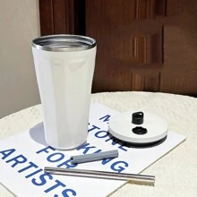 Eenvoudige koffiebeker met strass-steentjes, creatieve kantoorbeker voor koppels, roestvrij staal 304, modieuze telescopische rietjesbeker voor terug naar school