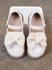 Girls' Summer Leather Oxford Shoes 2024, New Fashion Princess Loafers, Soft Sole Children Performance Shoes - Beige - View 3