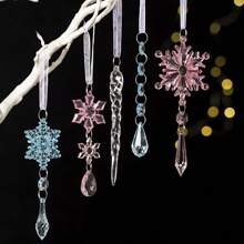 1 套，5 件/套亚克力水晶圣诞装饰品：节日雪花、冰柱和泪珠，适用于圣诞树装饰、逼真的挂饰、圣诞树、冰柱挂饰、雪花装饰 - 彩色 - 查看 12