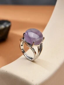 1pc Natural Crystal & Stone Open Ring, Suitable For Daily Wear By Men And Women - Multicolor - View 4