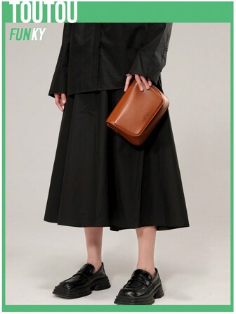 TOUTOU Original Designer Lightweight Business Casual Elegant Handbag & Square Bag & Camera Bag, Microfiber Leather Brown Purse & Shoulder Bag