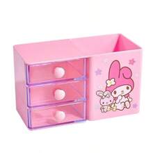 1 个 Sanrio 动漫桌面笔架 - 配有储物盒、迷你抽屉和学生文具盒 - 可爱卡通设计、黑米和我的旋律主题，非常适合学校和办公室使用，母亲节礼物 - 彩色 - 查看 13