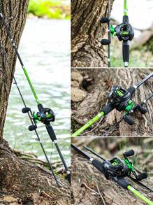 SOUGAYILANG 1.8M Baitcasting Fishing Rod And Reel Combo 2 Sections Glass Fiber Pole ABS Reel Seat Comfortable EVA Handle And 7.2:1 Gear Ratio Reel With Aluminum Spool Fishing Set For Beginner - Green - View 11
