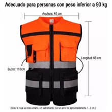 Chaleco Brigadista Reflejante  Industrial Bicolor - Naranja - Ver 4