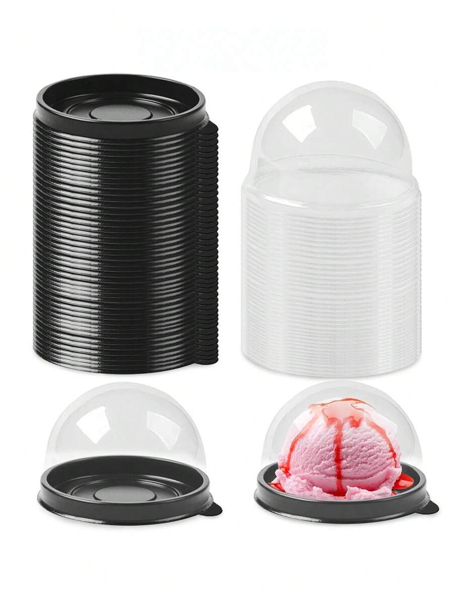 50 hộp đựng bánh mini trong suốt có nắp, khay đựng bánh cupcake tròn, hộp đựng lòng đỏ trứng bằng nhựa, hộp đựng bánh trung thu hình vòm, hộp đựng kẹo sô cô la, hộp đựng đồ nướng, dụng cụ nướng nhà bếp, đồ dùng nhà bếp, tiệc cưới Giáng sinh, (màu đen) - màu đen - Xem 1