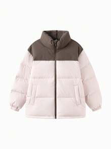 Balabala Kurtka puchowa Colorblock dla chłopców i dziewcząt, zima 2024, nowa kolekcja - Kawowa czerwień - Zobacz 4