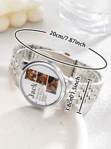 1 Stück personalisierte, gravierte Foto-Armbanduhr, Metall-Armband, Foto-Uhr als Valentinstags-Geschenk für Freund, Mitgliedergeschenk für ihn, Freund, Ehemann, Valentinstags-Geschenk von Ehefrau, gravierte Herren Foto-Uhr, personalisierte Foto-Uhren als Geburtstagsgeschenk, Abschlussgeschenk, Hochzeitsgeschenk, Vatertags-Geschenk