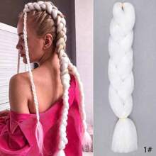 渐变色编织发 24 英寸 1 件/包 高温合成钩针编织彩虹发 灰黑色 女士用