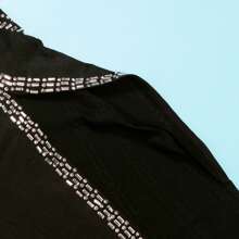 PORRCEY Women's Rhinestone Soft Sexy Slit Spaghetti Straps Long Dress Valentine's Day Date Nght Carnival Masquerade Ball  Chinese New Year Wedding, Bachelor Party - Black - View 4