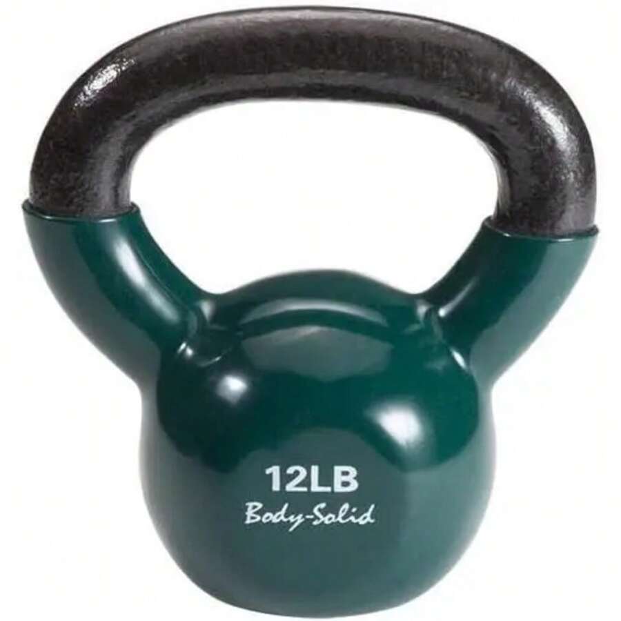 Solid Vinyl Coated Kettlebells With Kettle Grip Handles, Perfect