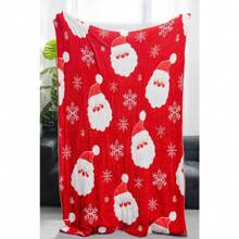 Christmas Throw Blanket Red Santa Claus ,Polka Dot Art, Soft Warm Cozy Reversible Fuzzy Holiday Blanket Gift For Family Family Blankets For Sofa Bed Living Room Couch Decor Bedding Throw, 50x60 Inches - Santa Claus - View 4