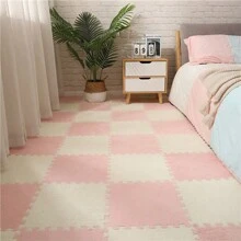 12pcs Solid Color Non-Slip Interlocking Carpet Tiles, Modular Floor Mats For Living Room, Bedroom Gifts Birthday Graduation - Multicolor - View 10