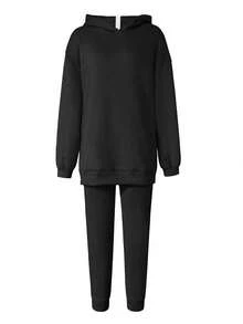 Double-Sided Zipper Front & Back Letter Print Loose Long Suit For Women