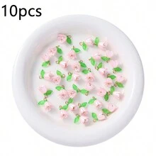 5/10/20 件亚克力珍珠铃兰花带 3D 叶子吊坠，适合 DIY 手链耳环珠宝配件 - 鈴蘭花吊墜 - 查看 13