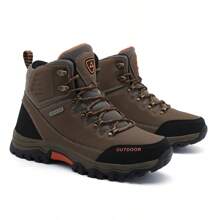 Men's High-Top Lace-Up Black Boots, Durable & Comfortable Outdoor Hiking, Hunting, Walking Shoes, Wear-Resistant For Daily Work & Casual Activities