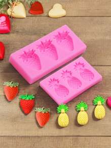 1 件草莓和菠萝形状硅胶模具，DIY 硅胶模具，用于手工皂、蜡烛、蜡装饰