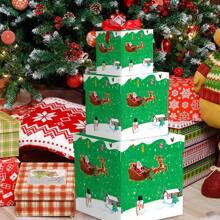 3PCS Hộp trang trí Giáng sinh Hộp xếp chồng Giáng sinh 4 kích cỡ Hộp quà có nắp Hộp lồng nhau Giáng sinh Hộp quà xếp chồng Giáng sinh Trang trí - Nhiều màu - Xem 6