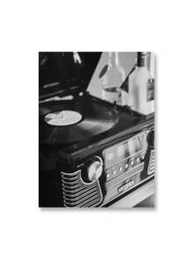 1 buc. Imprime muzicale alb-negru, retro, disc de vinil, chitară, afiș, artă de perete, pictură pe pânză, imagine nordică pentru sufragerie, decorațiuni interioare, fără cadru