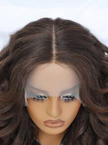 24 英寸高清蕾丝前假发 13x5X1.5 卷发假发 女士 T 型假发 合成发无胶蕾丝假发 180% 密度预拔女性蕾丝假发 耐热纤维 - 亞麻棕 - 查看 6