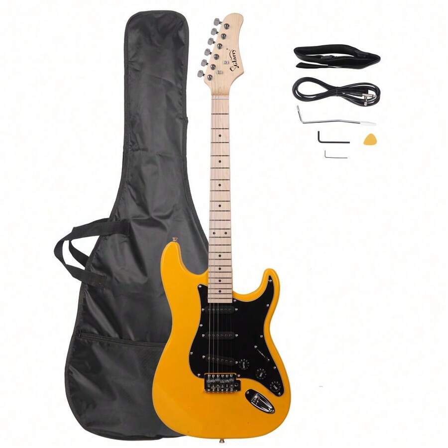 Fingerboard Electric Guitar Bag Shoulder Strap Pick Whammy Bar Cord Wrench Tool Red&White/Black&White/Orange&Black/Red&Black - 橘子黑 - 查看 1