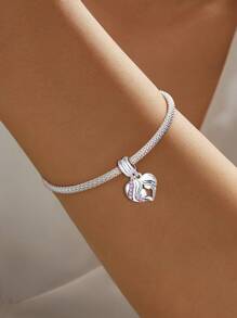 1 Stück modischer 925 Sterling Silber Mutterherz Charm Perle, passend für Frauen Armbänder, Armreifen, zum Selbermachen von Schmuck und zur täglichen Outfit-Abstimmung, Schmuckdekoration für Mädchen zum Valentinstag