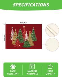 1 pièce/4 pièces/6 pièces Set de sets de table en lin de Noël avec des motifs de fête comme le sapin de Noël, le houx, le flocon de neige. Dessous de plat durables pour la table à manger, convenant pour la maison, le restaurant, la décoration de Noël