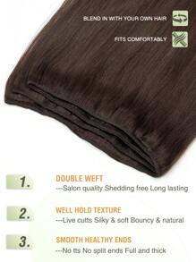 Remy Human Hair Weft, Chocolate Brown To Caramel Blonde #4/27, Straight, Hand-Woven, Sew-In Hair Extensions, Suitable For Halloween Costumes - S4/27 - View 4
