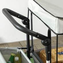 Outsunny Folding Trolley Cart Storage Wagon Beach Trailer 4 Wheels With Handle Overhead Canopy Cart Push Pull For Shopping Camping - Grey - View 9