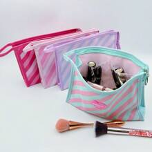 1pc Minimalist Striped Portable Travel Cosmetic Bag, Convenient Handheld Makeup Organizer, Elegant Skincare Storage Pouch - Multicolor - View 1