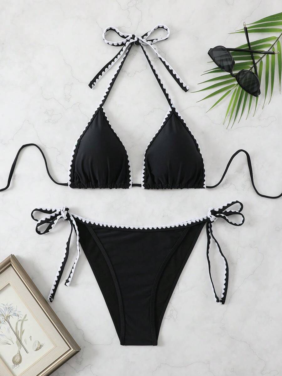 2 件套女士花卉装饰新款吊带性感比基尼夏季