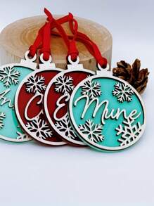 Étiquette de bas en acrylique personnalisée avec lettres anglaises personnalisées - Design élégant de flocons de neige, parfait pour la décoration de fête et les étiquettes-cadeaux. Décoration de chambre pour enfants. Idées de cadeaux de Noël, de retour à l'école, de la Saint-Valentin pour garçons et filles - Bleu clair - Voir 2