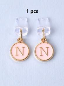1pc White Electroplated Dust Plug Pendant With 26 English Alphabet On Both Sides, Compatible With Type C