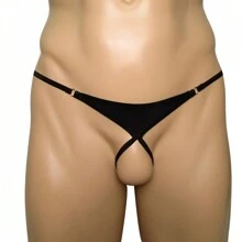 Sexy Unterwäsche, Slip mit Ausschnitt im Schritt, Herren Unterhose mit transparentem Schritt und niedriger Taille - leicht abzunehmen Sexy Dessous - Seidenunterwäsche