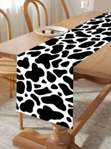 1pc Cow Pattern Leopard Print Tiger Print Satin Table Runner, Home Birthday Holiday Event Party Room Decoration Table Decoration Tablecloth Table Runner Table Cover - Multicolor - View 2