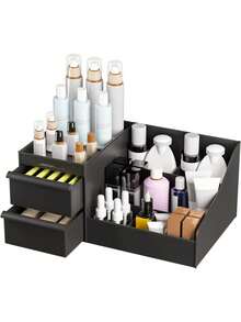 Drawer Type Desk Makeup Box, Dormitory Organizer Plastic Storage Rack, Cosmetic Skincare Dresser Desktop Storage Box - Multicolor - View 2