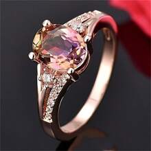 1pc Women's Delicate Multicolor Micro Pave Cubic Zirconia Ring