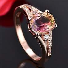 1pc Women's Delicate Multicolor Micro Pave Cubic Zirconia Ring