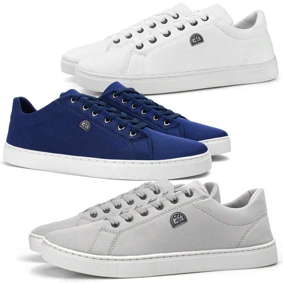 Kit 3 Men's Casual Sport Thin Sneakers Various Colors CHEAP Promotion Unmissable - trắng - Xem 1