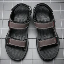 Men's Sandals, Casual Indoor/Outdoor Sandals, Beach Shoes, Non-Slip Soft Sole, Breathable & Comfortable, Adjustable Hook & Loop Strap, Minimalist & Fashionable Summer Outdoor Sandals, Big Size 39-47 - Brown - View 7