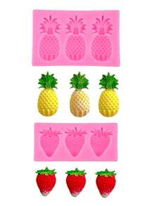 1 件草莓和菠萝形状硅胶模具，DIY 硅胶模具，用于手工皂、蜡烛、蜡装饰