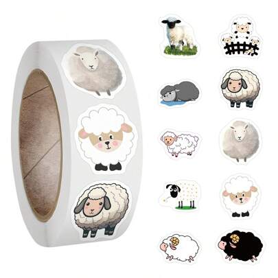 500Pcs Sheep Lamb Stickers Roll Pack | Vinyl Aesthetics Stickers For Scrapbook,Journaling,Laptop,Bumper,Skateboard,Water Bottles,Computer,Phone,Cartoon,Hard Hat,Car Stickers