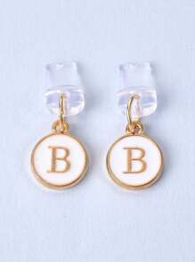 1pc White Electroplated Dust Plug Pendant With 26 English Alphabet On Both Sides, Compatible With Type C