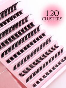120 chiếc lông mi riêng lẻ D Curl Winged Cat Eye Fox Eye, Tự làm lông mi phân đoạn, Lông mi chùm đơn màu đen mềm mại dày đặc, Lông mi chùm chảy chéo mềm mại, Lông mi giả có thể tái sử dụng để đeo hàng ngày - D - Xem 5