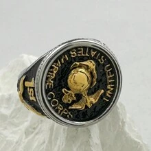 1 件，316L 不锈钢复古戒指，设计，鹰动物，街头，派对，日常佩戴，男女节日礼物珠宝 - 金色銀色 - 查看 11