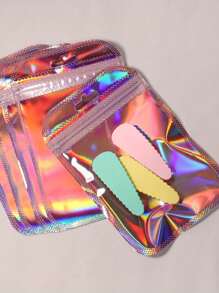 50 个自封 OPP 袋激光彩虹拉链袋可重复包装珠宝零售袋袋礼品包装袋， - 粉色 - 查看 7