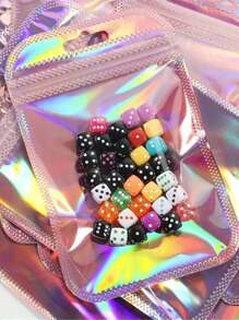 50 个自封 OPP 袋激光彩虹拉链袋可重复包装珠宝零售袋袋礼品包装袋， - 粉色 - 查看 4